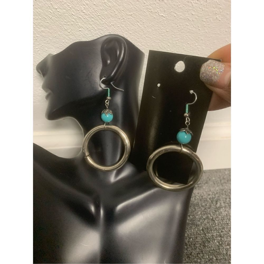 Handmade Hoop Dangle Earrings - Picture 2 of 3